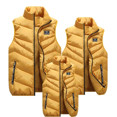 Yellow UNIVOS KUNI/ г. Осенне-зимний жилет для всей семьи пальто для мальчиков и девочек, жилет Семейные костюмы для родителей и детей, большой размер 4XL Q6021 - Цвет: Yellow