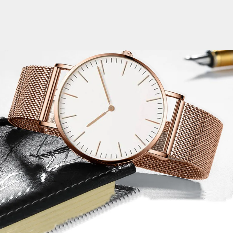 Роскошные брендовые простые женские часы повседневные кварцевые с сетчатым