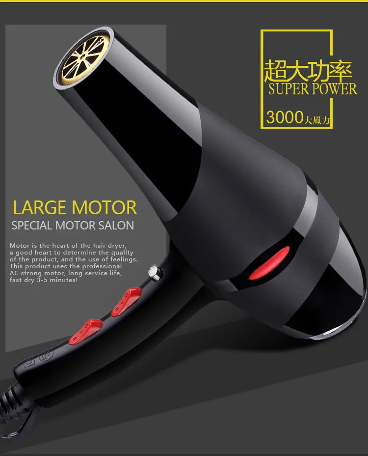 Hair Dryers high-power dryer salon home professional dormitory hot and cold wind mute air blower NEW