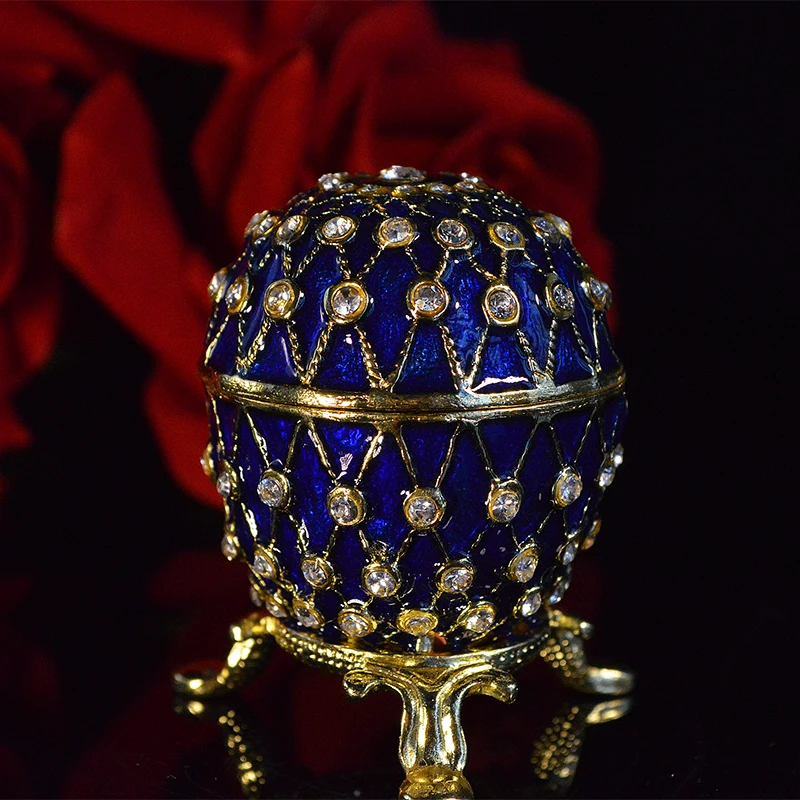 

QIFU Королевский синий российский яйцо Faberge с кристаллами Стразы для домашнего декора Рождественский подарок