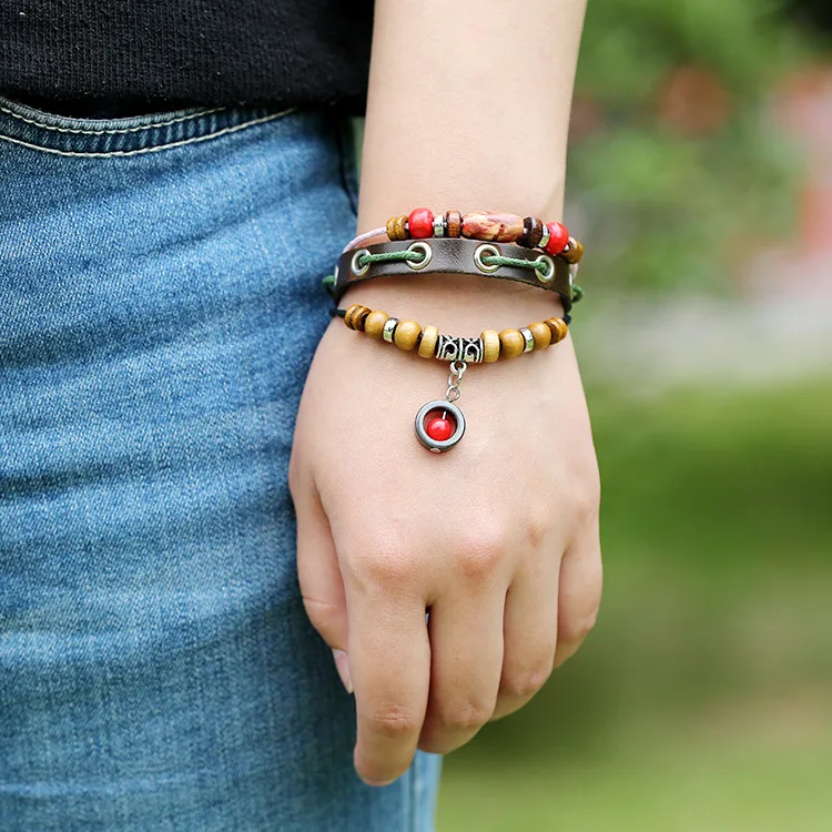 Handmade women fashion accessory brand design pearl charm leather bracelet wholesale | Украшения и аксессуары