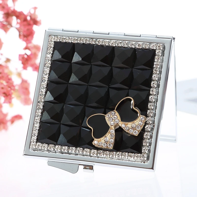 Cute Mini Folding Portable make-up Cosmetic beauty makeup compact pocket mirror women gifts bling crystal rhinestone bowknot | Дом и сад