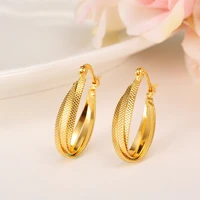 trendy earrings women 14 k yellow solid gold finish arab middle eastern africa indian brazilian dubai jewellery braid