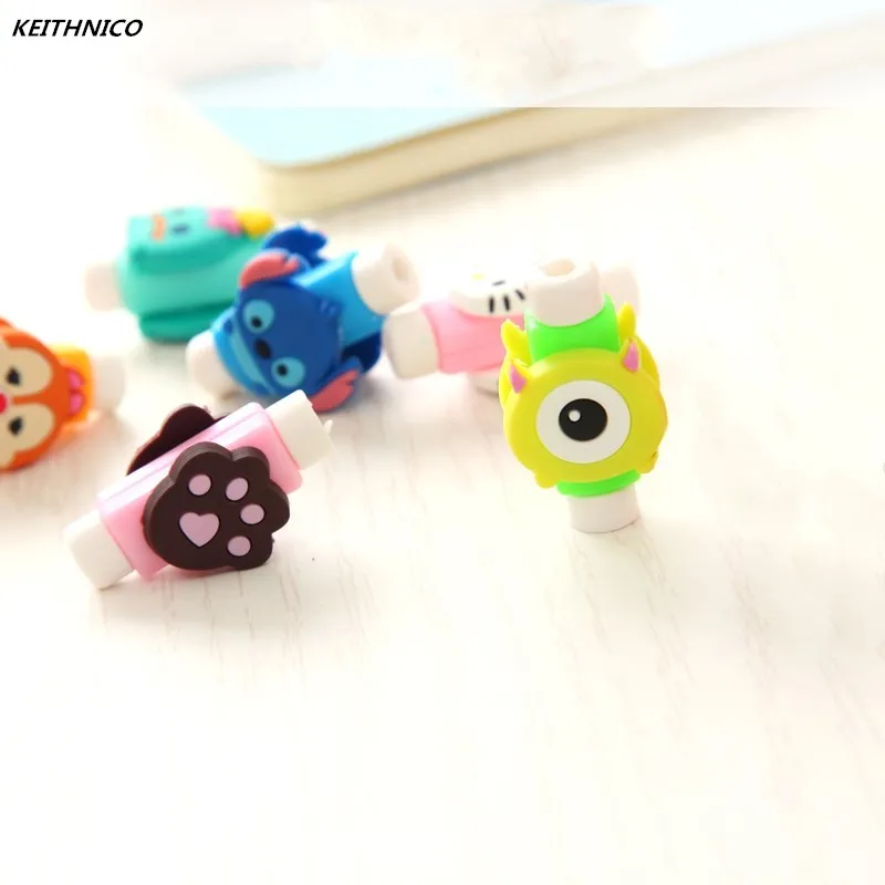 KEITHNICO 100 шт мультяшный кавайный USB кабель для наушников для мобильного телефона, защита для зарядки и передачи данных