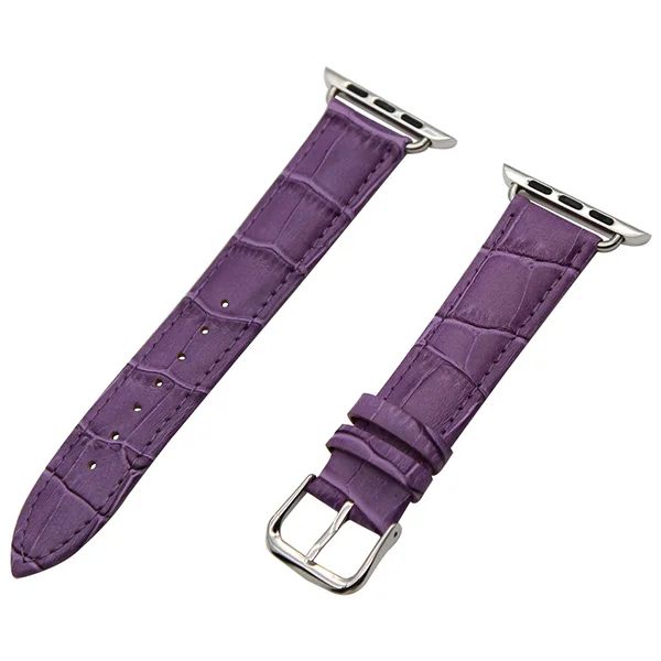 Purple Ремешок для часов Croco из натуральной кожи для 38 мм, 40 мм, 42 мм, 44 мм, iWatch, Apple Watch, серия 5, 4, 3, 2, 1, ремешок с стальной пряжкой, браслет - Цвет ремешка: Purple