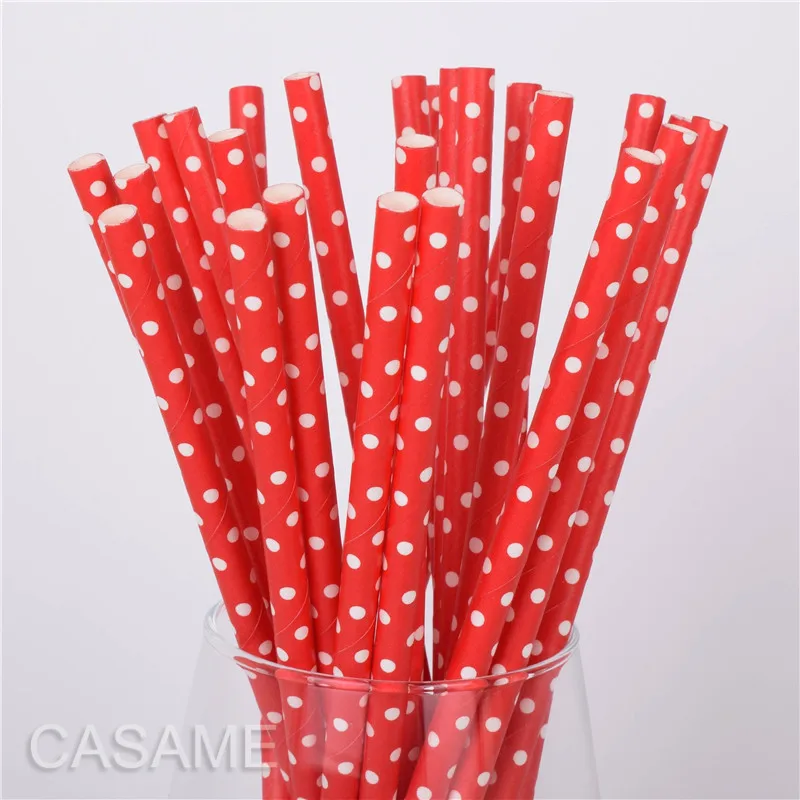 polka dot red Новая Фольга розовое золото бумажная трубочка для питья для свадебной вечеринки украшение на день рождения, вечеринку поставки бумажные соломинки - Цвет: polka dot red