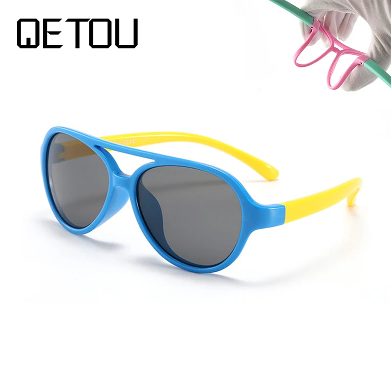 Солнечные очки QETOU TR90 детские гибкие поляризационные солнцезащитные