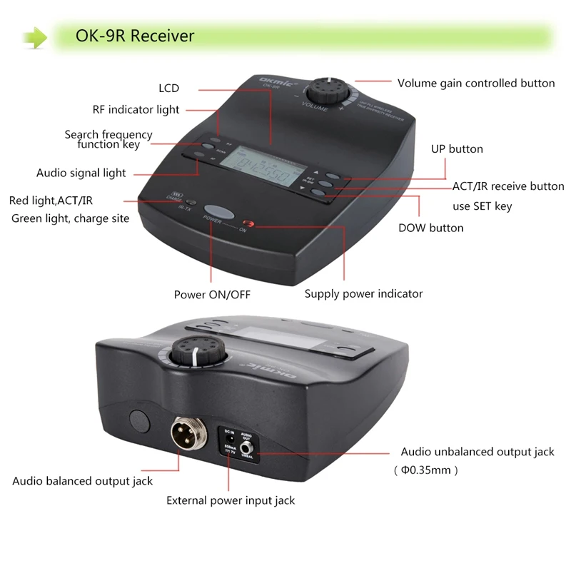 

Portable true diversity uhf professional wireless instrument microphone for Saxophone with Receiver & Transmitter