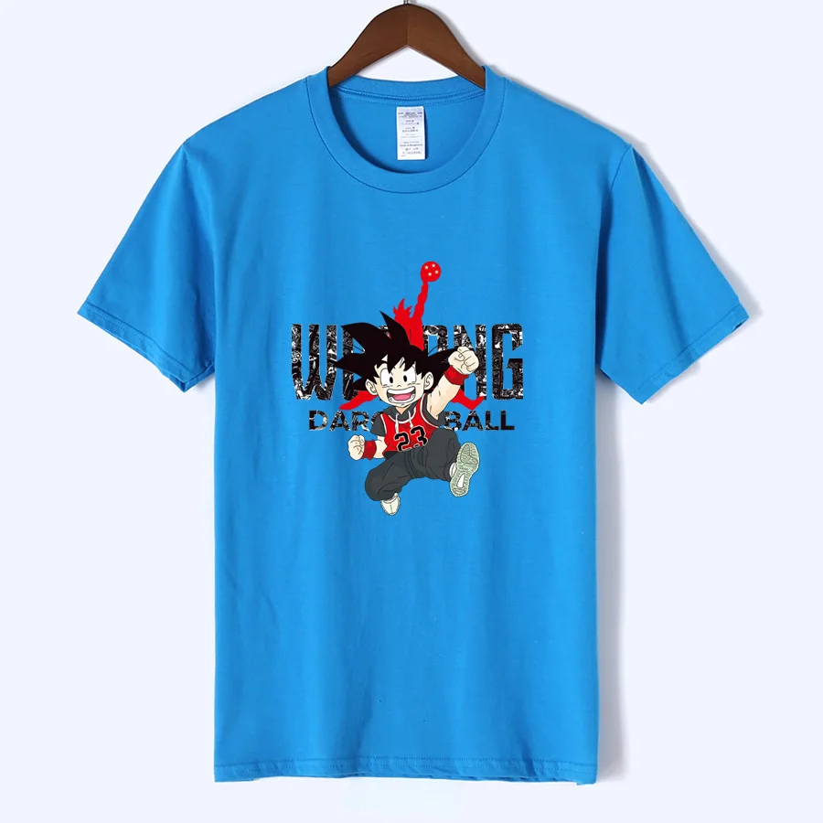 Японского аниме Dragon Ball Z Wukong Футболка с принтом Jordan 23 Мужская облегающая одежда для бодибилдинга белая футболка camiseta hombre - Цвет: sky blue
