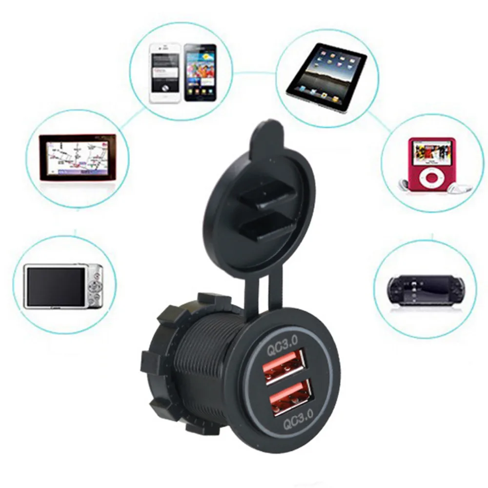 Умное зарядное устройство для мотоциклов и автомобилей 12 В 24 2 порта USB 3 0 быстрая
