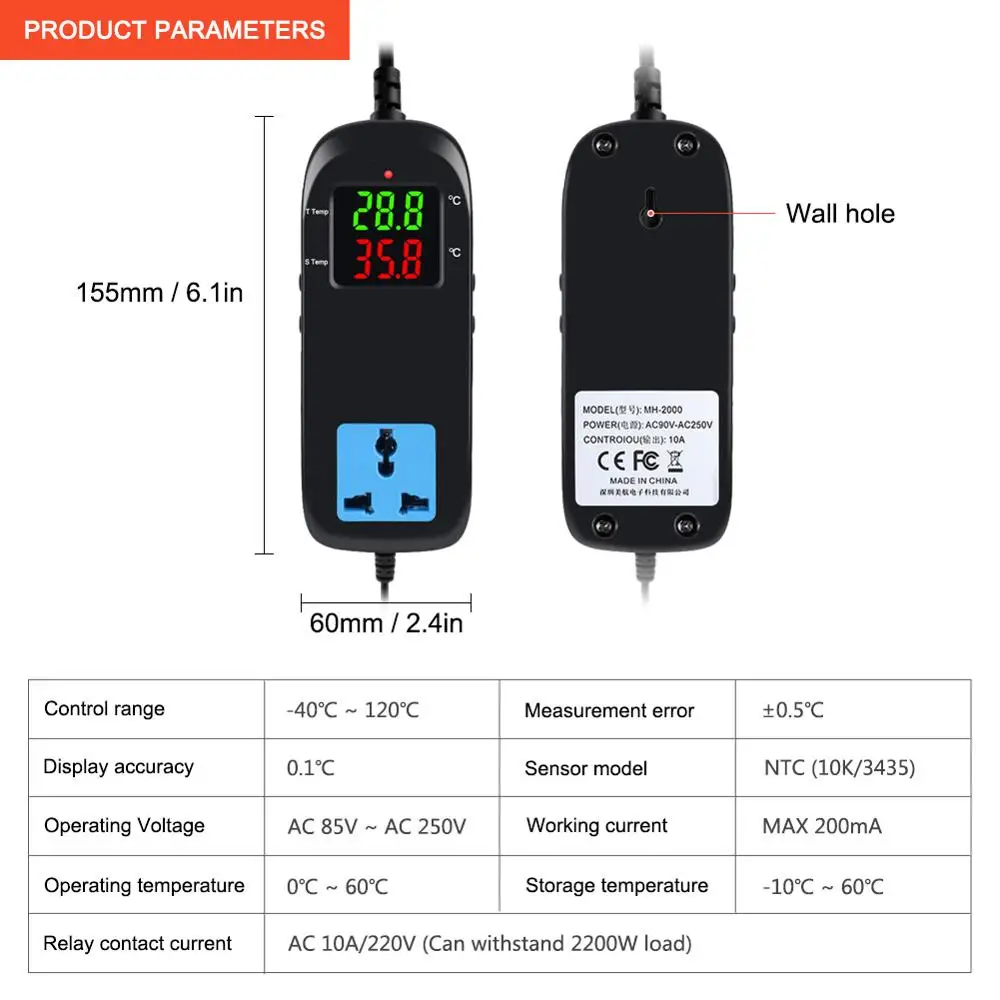 Yieryi MH-2000 AC90V ~ 250V качественный электронный термостат светодиодный цифровой