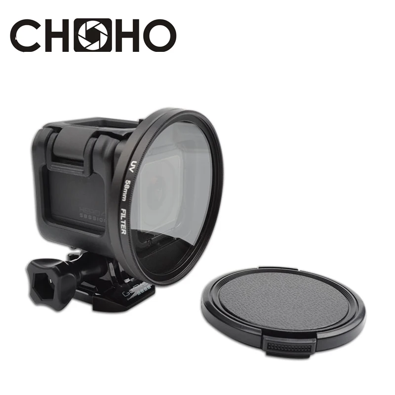 

УФ-фильтр для объектива 58 мм + переходное кольцо + крышка объектива Lente Protector Filtro для Go pro Hero 4 5 Session Accessories