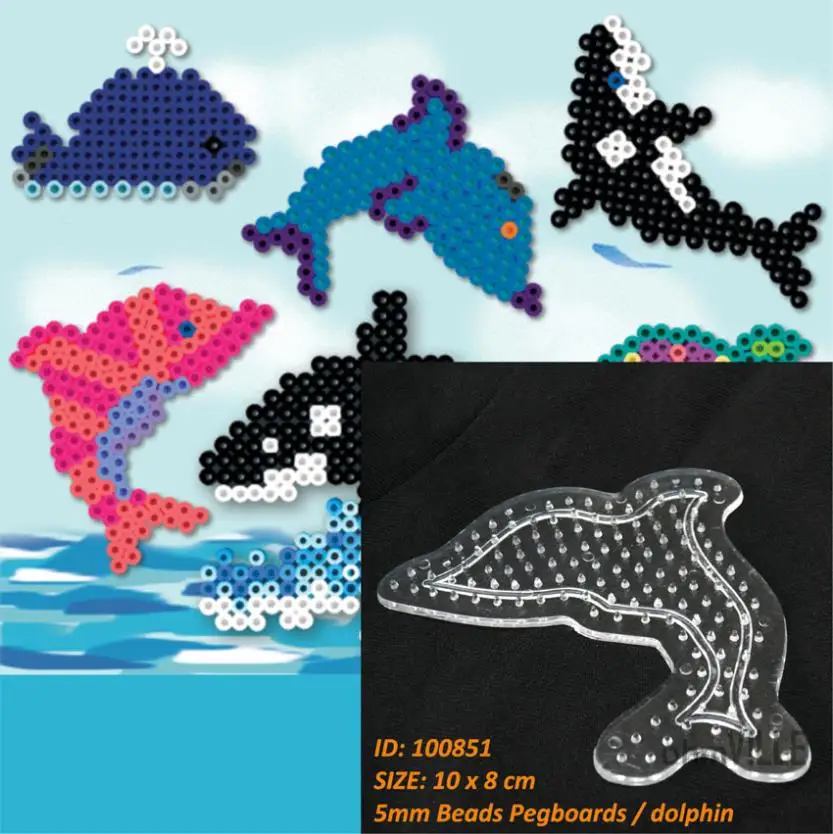 100851 Dolphin Pegboards для 5 мм перлер Хама бисер плавные узоры ~ прозрачная Peg доска +