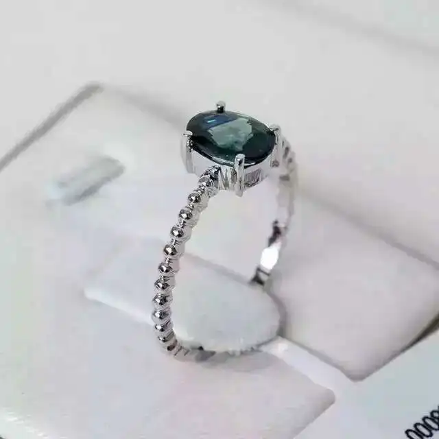 

Natural blue sapphire stone Ring Natural gemstone Ring 18k white gold trendy Elegant simplicity round women's party Jewelry