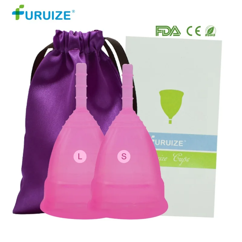 1L-1S-Rose Pink-Bag 2 шт.(S+ L) менструальная чаша медицинский Класс силиконовая Женская чашка Кубок менструальная чаша для женской гигиены для женщин чашки лучше, чем колодки менструальная чаша - Цвет: 1L-1S-Rose Pink-Bag