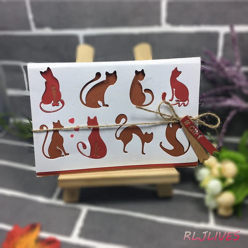 8 шт./компл. трафареты для резки металла кота DIY штамп скрапбукинга/фотоальбома