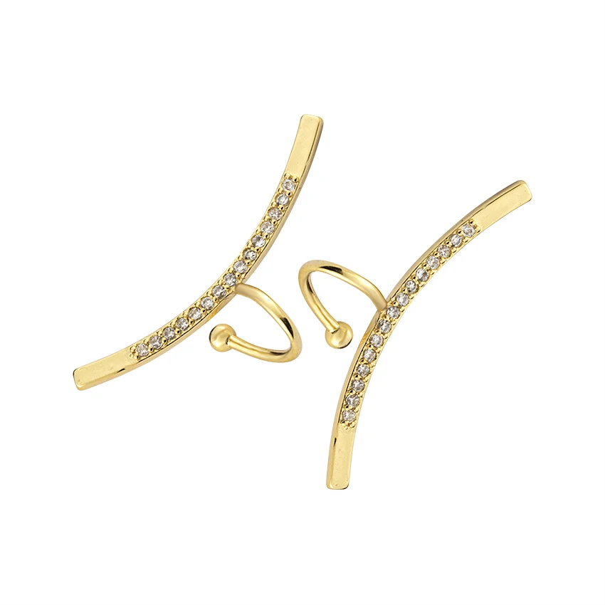 2017 Dainty Statement Earrings For Women Ear Cartilage Cuff jewelry Boucle D'oreille Zircon Curved Bar Line Jacket | Украшения и