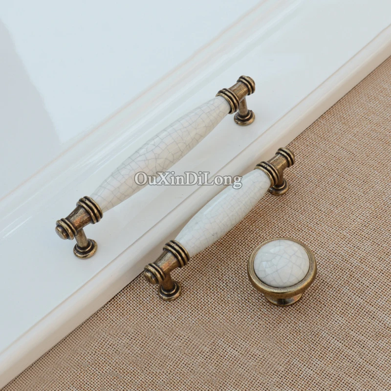 Retro Vintage 10PCS European Kitchen Door Handles Ceramic Crack Cupboard Wardrobe Drawer Wine Cabinet Pulls and Knobs | Обустройство