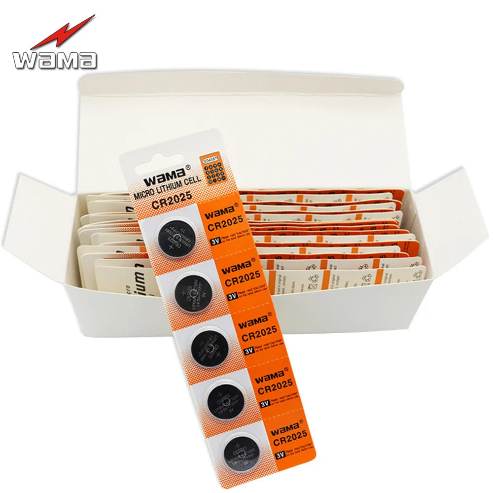 100 шт./лот Wama CR2025 литиевые 3 В батареи Кнопочная батарея BR2025 2025 DL2025 ECR2025 KCR2025 LM2025