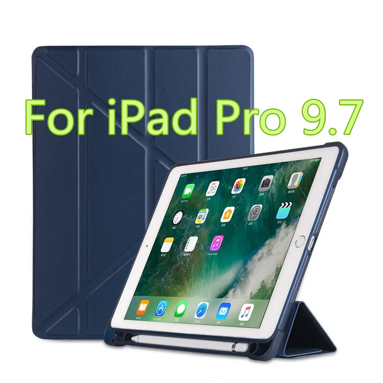 deep blue pro 9.7 Кожаный чехол для ipad 9,7, умный чехол для ipad Air 2 1 5 6 Pro 9,7, силиконовый чехол для ipad 6 поколения с держателем для карандашей - Цвет: deep blue pro 9.7