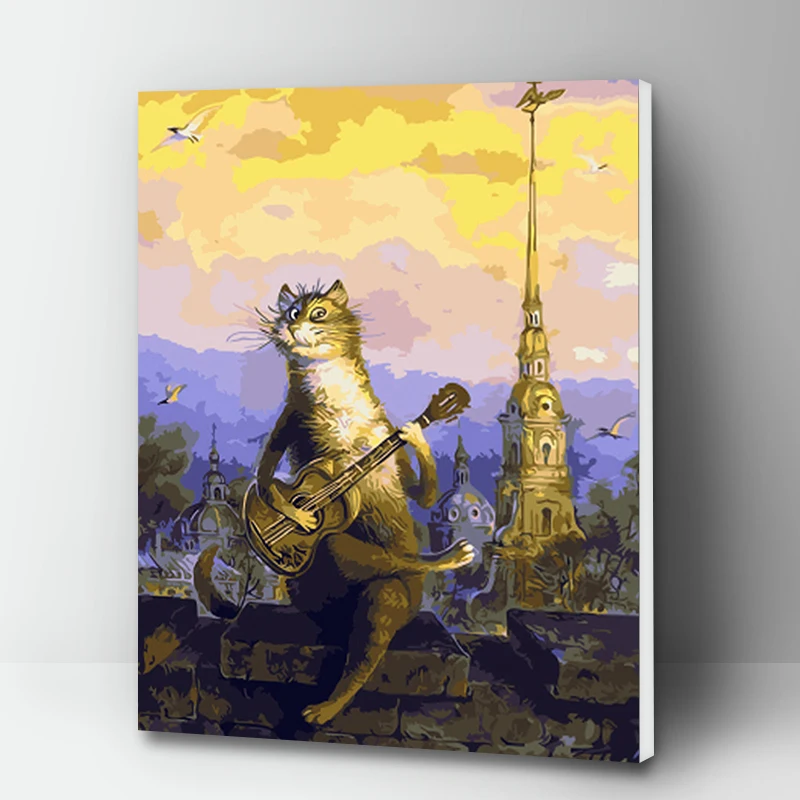Краска для рисования по номерам Кошка Животное Мультфильм Аниме Сделай Сам акриловая раскраска на холсте картины для гостиной стены рисунок искусство для взрослых