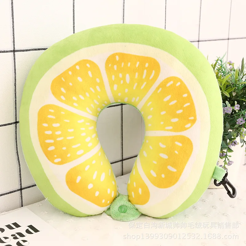 Универсальный u-образный милый мультяшный подголовник для автомобиля Фрукты 3D