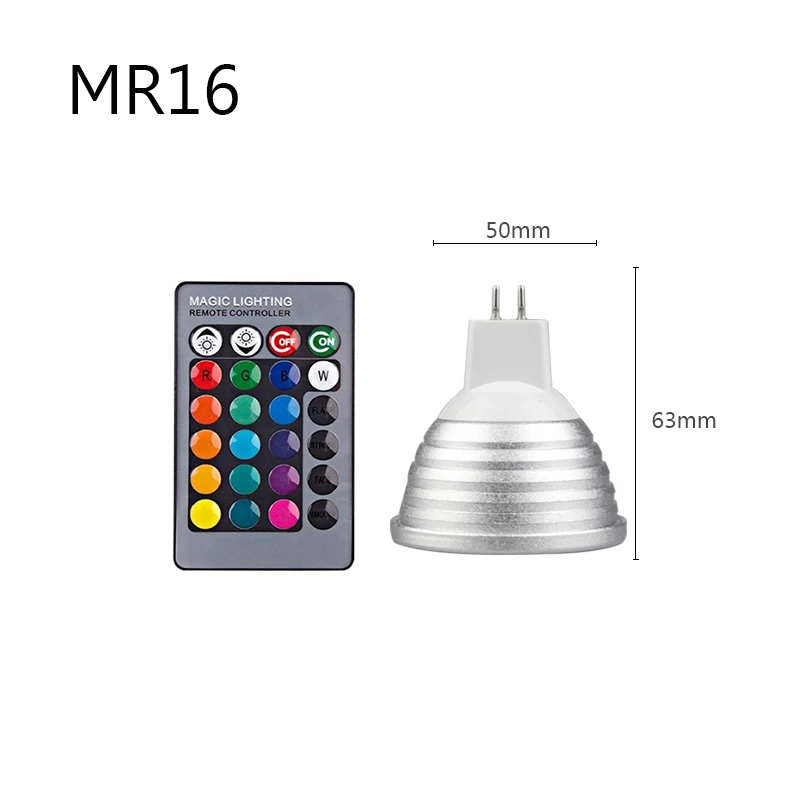 12V MR16 E27 GU10 MR16 RGB светодиодный лампы 3W 16 Цвет сменная лампа светодиодный E27 прожектор+ 24-кнопочный ИК-пульт дистанционного управления AC85-265V праздничное освещение - Испускаемый цвет: 12V MR16