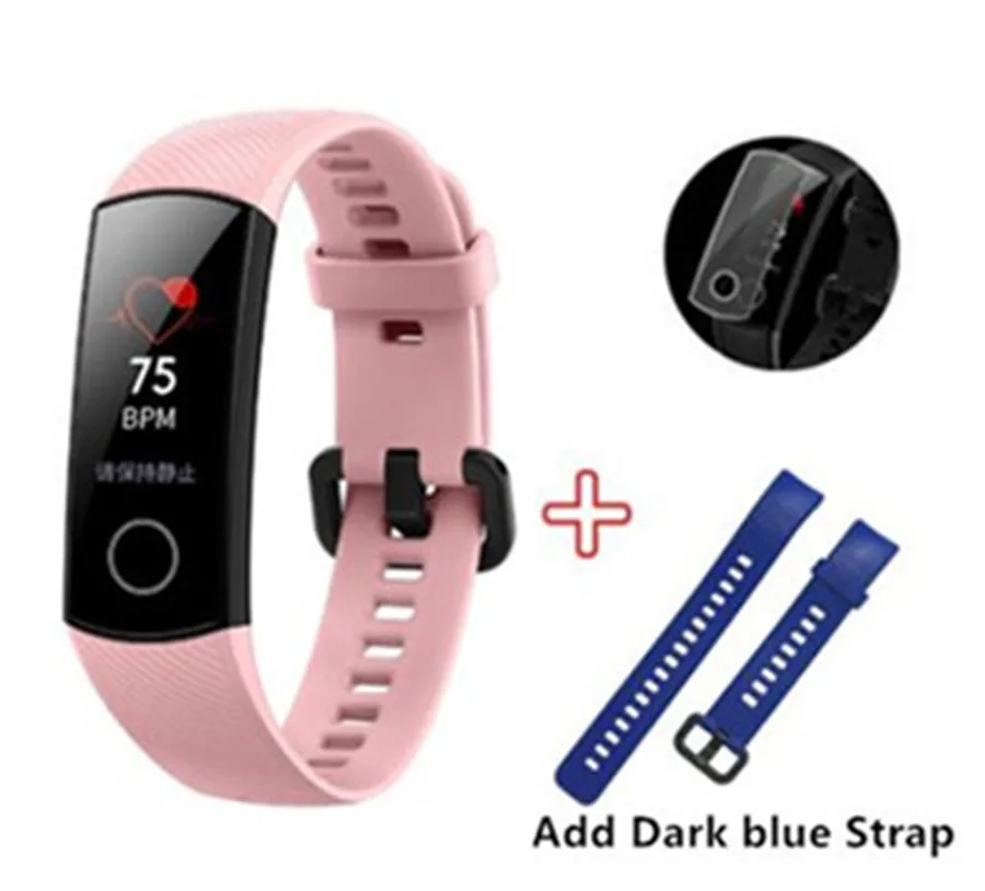Huawei Honor Band 4 смарт-браслет Amoled цветной 0,9" сенсорный экран для плавания для обнаружения сердечного ритма сна - Цвет: add Blue Strap