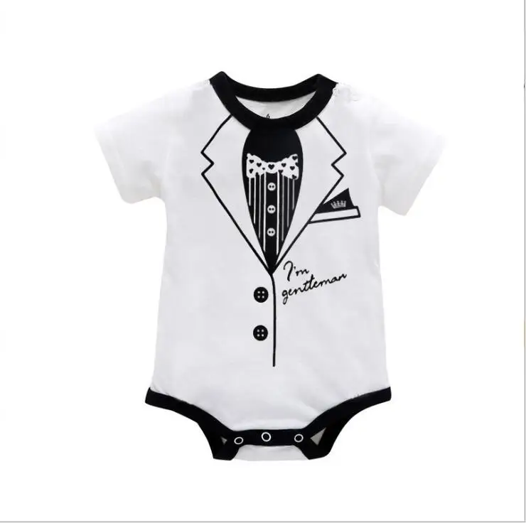 Одежда с принтом для маленьких мальчиков и девочек повседневный боди-комбинезон