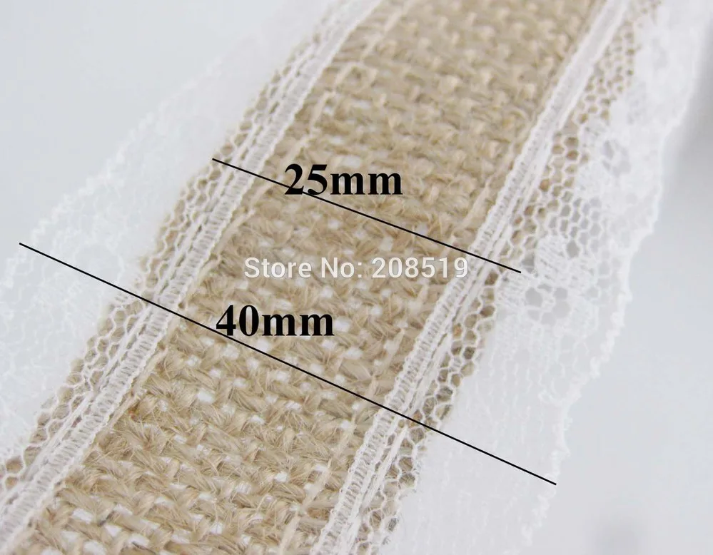 CR0013 4 см ширина мешковины лента с белой кружевной отделкой 2 meter/pack винтажное