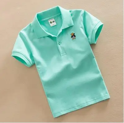 light green Г., летняя детская одежда футболки унисекс Повседневная Однотонная футболка с короткими рукавами для маленьких мальчиков, футболка-поло для мальчиков и девочек футболки, топы - Цвет: light green