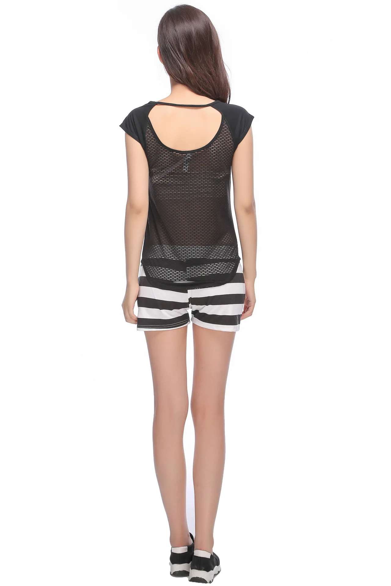 Сетчатая футболка с коротким рукавом спортивная женская для йоги тонкая бега