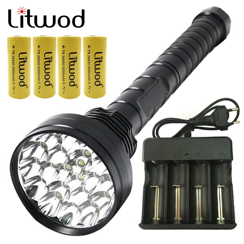 Z20310 Litwod Мощность ful 28 фишек XML T6 Алюминий Водонепроницаемый светодиодный фонарик 4