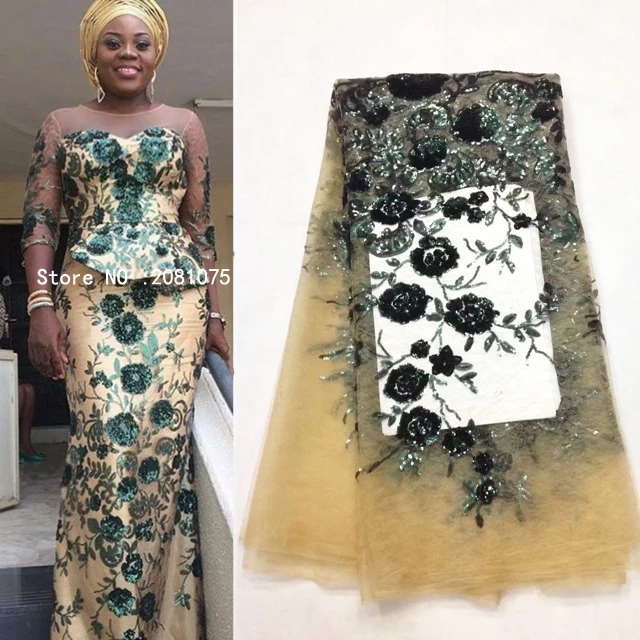 2019 Latest French Nigerian Laces Fabrics High Quality Tulle African Fabric Wedding Sequins Lace | Дом и сад