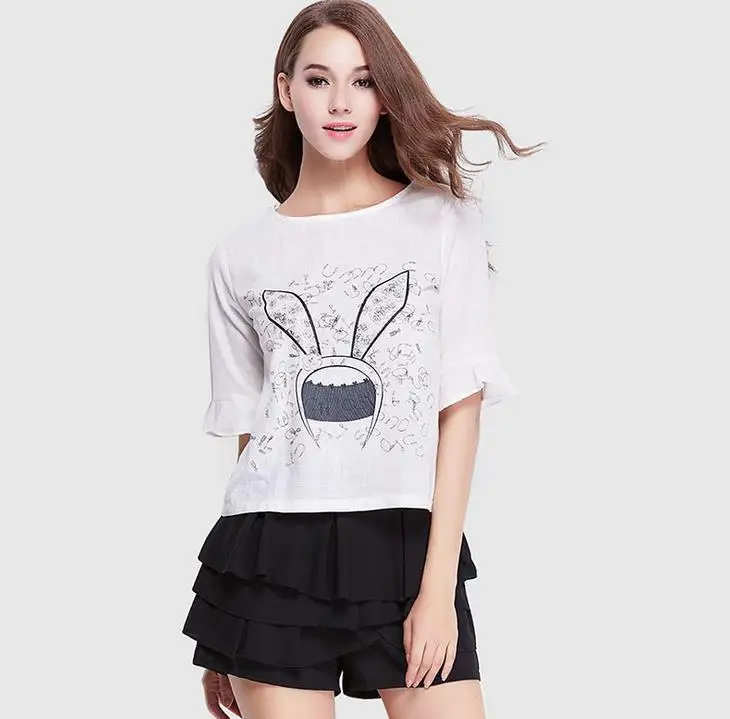 T Shirt Женщины 2017 Лето Футболки Хлопок Печати Топы Роковой femininas camisas С Коротким