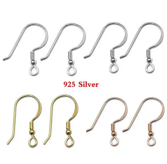 20pairs/lot 925 Solid Sterling Silver Ear Hooks Genuine 925 Silver Earring Hook