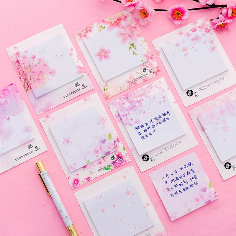 

Fresh Cherry Sakura Natural Memo Pad Sticky Notes Shopping Check List Escolar Papelaria School Notepad Supplies Label Tools