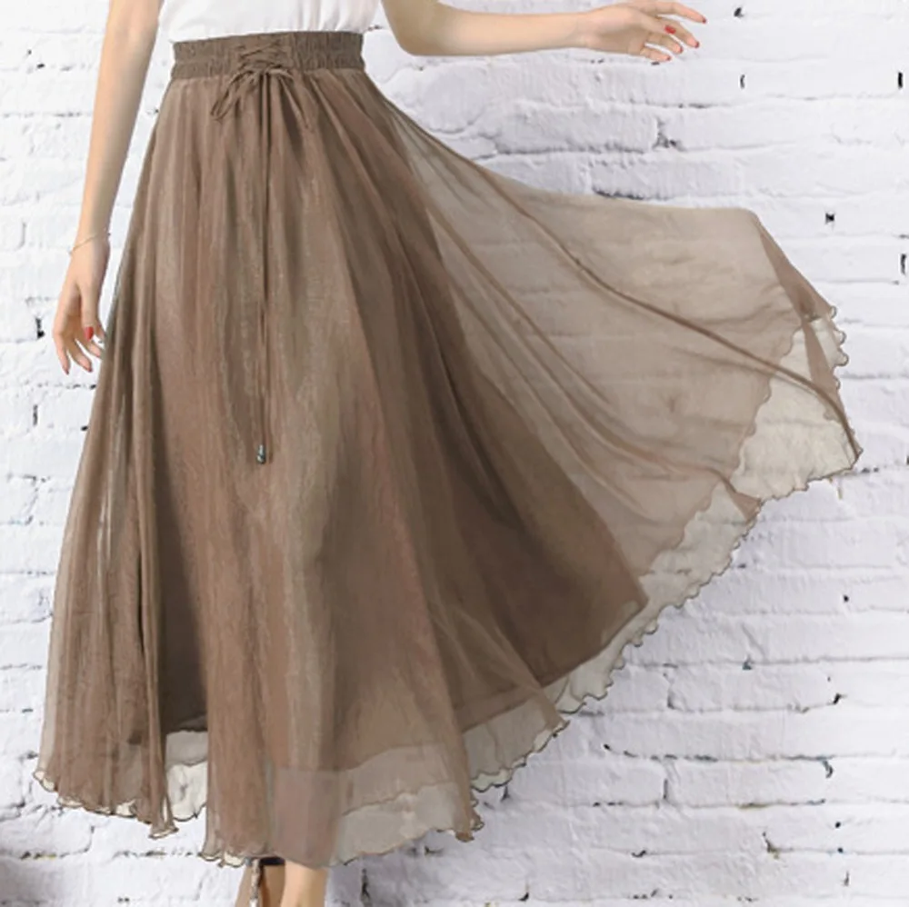 Edsplovd большая кромка металлическая нить шифон плюс размер юбка для женщин 2018 лето