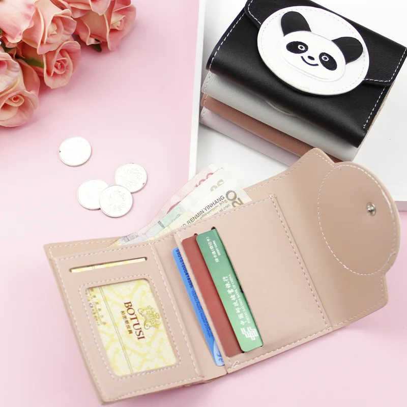 

BOTUSI Handwork Panda Women Small Wallet and Purses Fashion Wallet Trendy Coin Purse Card Holder Leather Female Purse Clutch