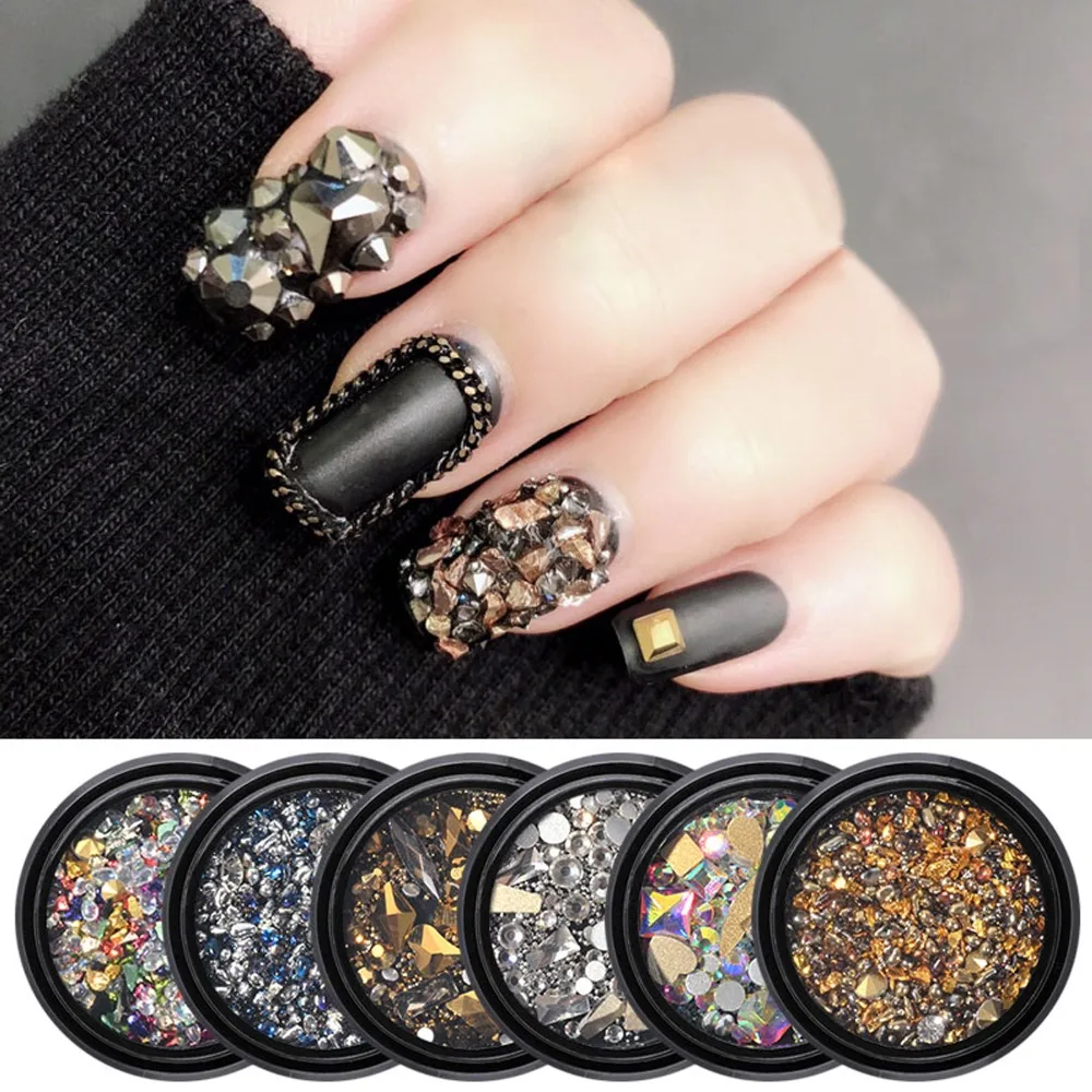 1 коробка для дизайна ногтей смешанный дизайн Хрустальный гравий песок икры
