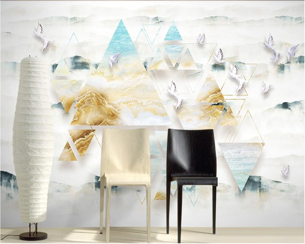 Papel de pared Marble landscape modern minimalistic geometric 3d wallpaper living room sofa TV background kids' murals | Обустройство
