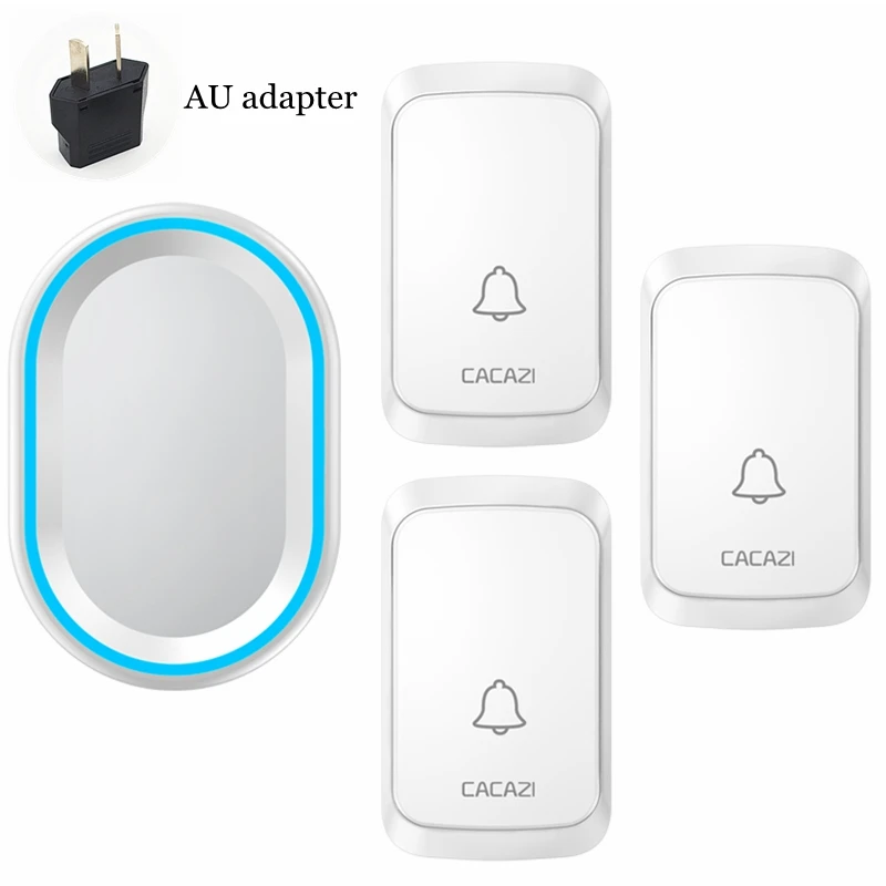 White 3x1 AU CACAZI дома беспроводной Intelligent дверные светодиодный звонки LED ночь легкий колокольчик водостойкий 58 куранты 300 м удаленного 3 кнопки 1 приемник США ЕС Plug - Цвет: White 3x1 AU