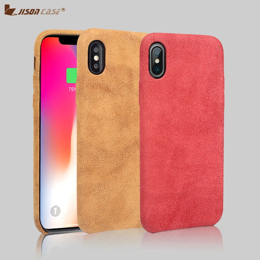 Jisoncase Чехол для телефона из микрофибры iPhone X XS с замшевой подкладкой защитная