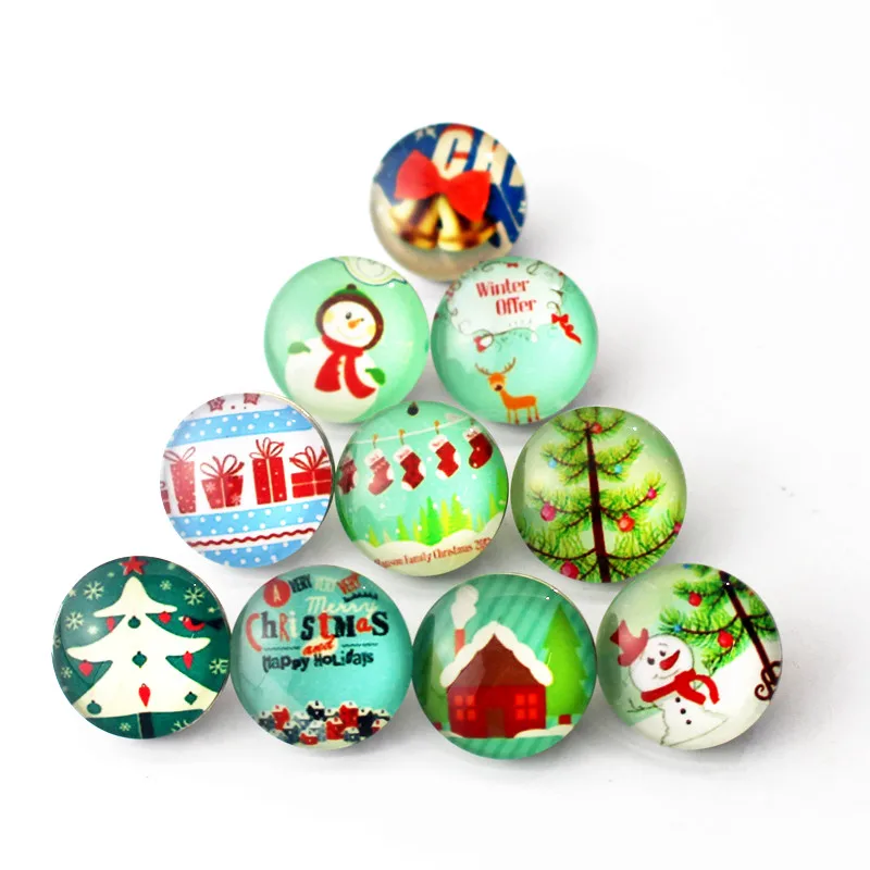 Новые 12 шт./партия Рождественские елки снежинка стеклянные талисманы на кнопках