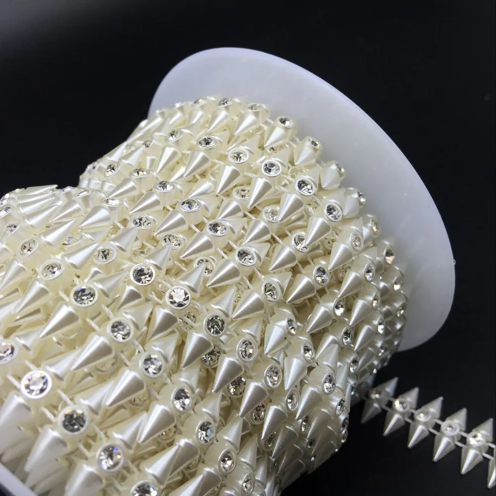 1 yards Ivory Acrylic Pearls with diamond Rhinestone Spool Roll Garland Christmas New Year Home Wedding Party Decoration DDZL05 | Дом и сад