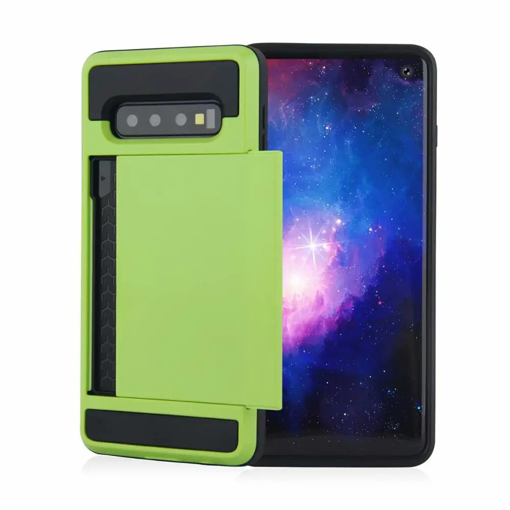 Зеленый Чехол для samsung Galaxy S10 Plus Hybrid Armor, чехол для S10 E S10 Lite, держатель для кредитных карт, чехол с отделением для карт, задняя крышка - Цвет: Зеленый