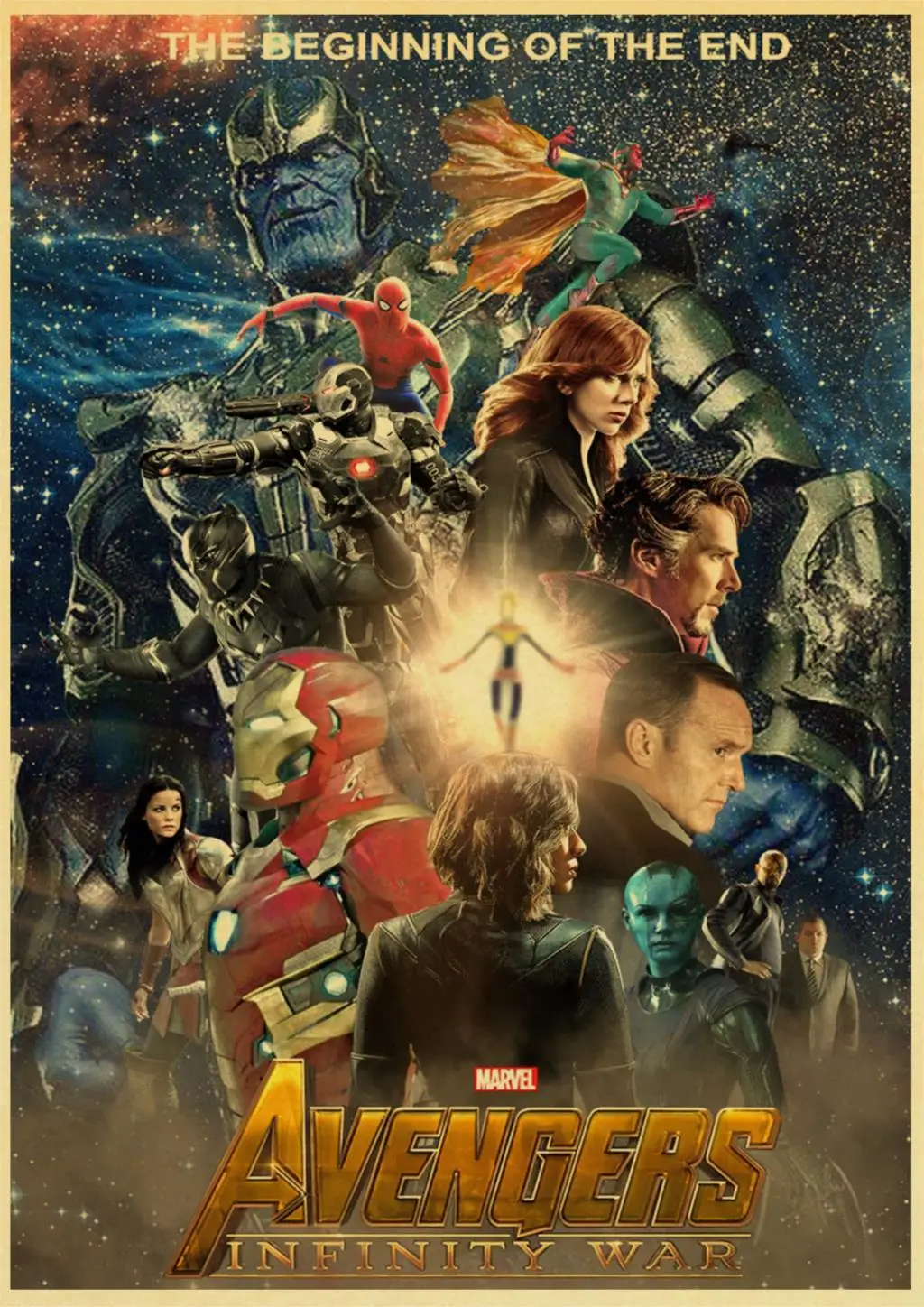Фильм Marvel плакат Мстители Бесконечность войны Ретро плакат печатает Высокое качество наклейки на стену для гостиной украшение дома - Цвет: D126