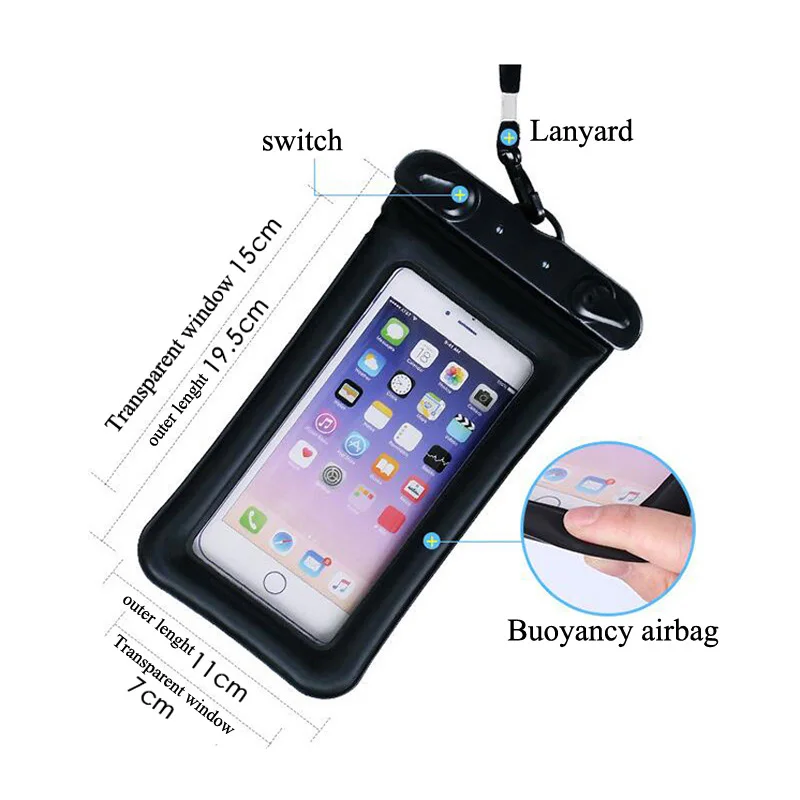 Плавающие Водонепроницаемый телефон случаях Универсальный подводный ТПУ