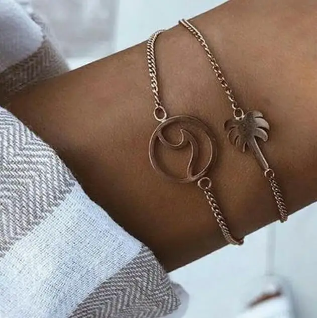 6528-gold Tocona, 20 стилей, Boho, птица, черепаха, карта, сердце, лист, браслеты с элементами в виде стрел, ракушка, бусина, пальма, драгоценный камень, браслет, набор, изысканные женские ювелирные изделия - Окраска металла: 6528-gold