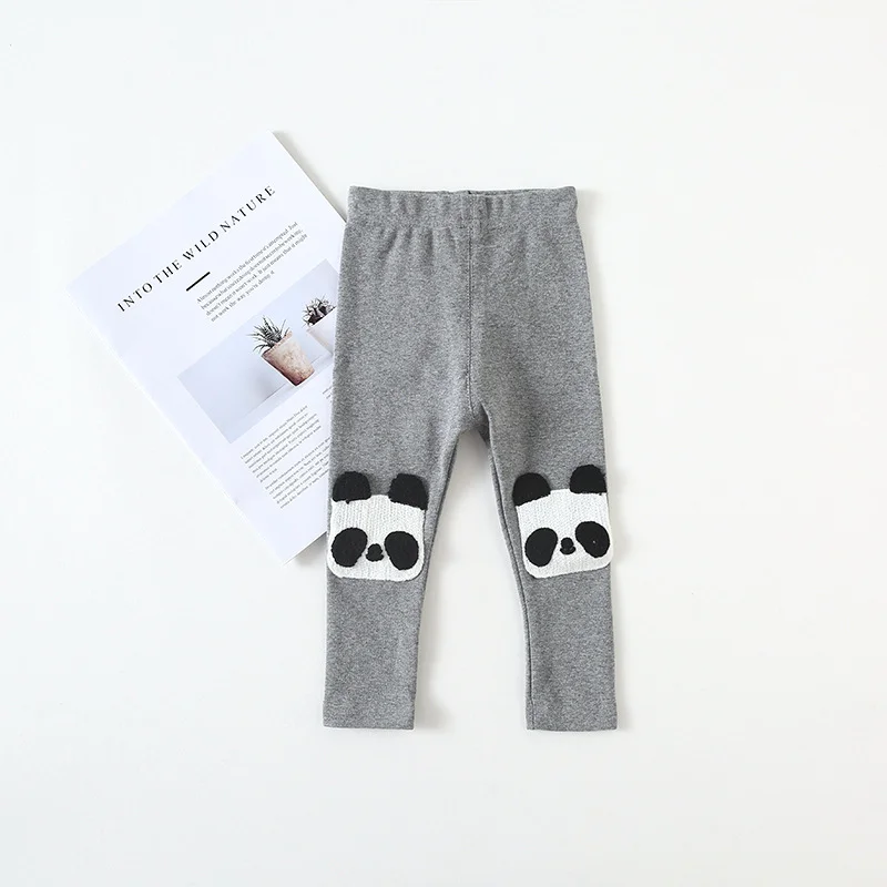 2019 Baby Girls Clothes Cartoon Panda Leggings Cotton Child Pants for Girl Grey Black Kids Teenager Trousers Warm | Детская одежда и